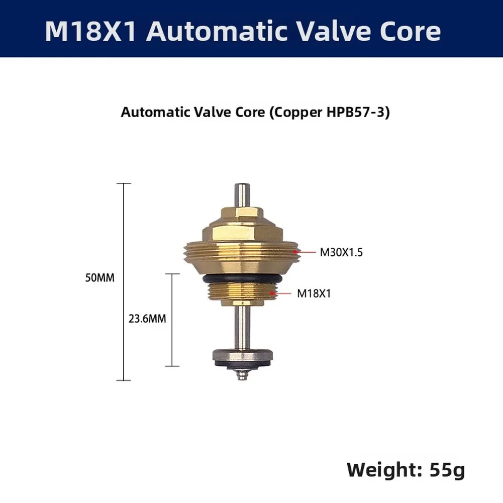 M18X1 Temperature Responsive Valve Core with Spring Shut-off Mechanism for Underfloor Heating Water Management