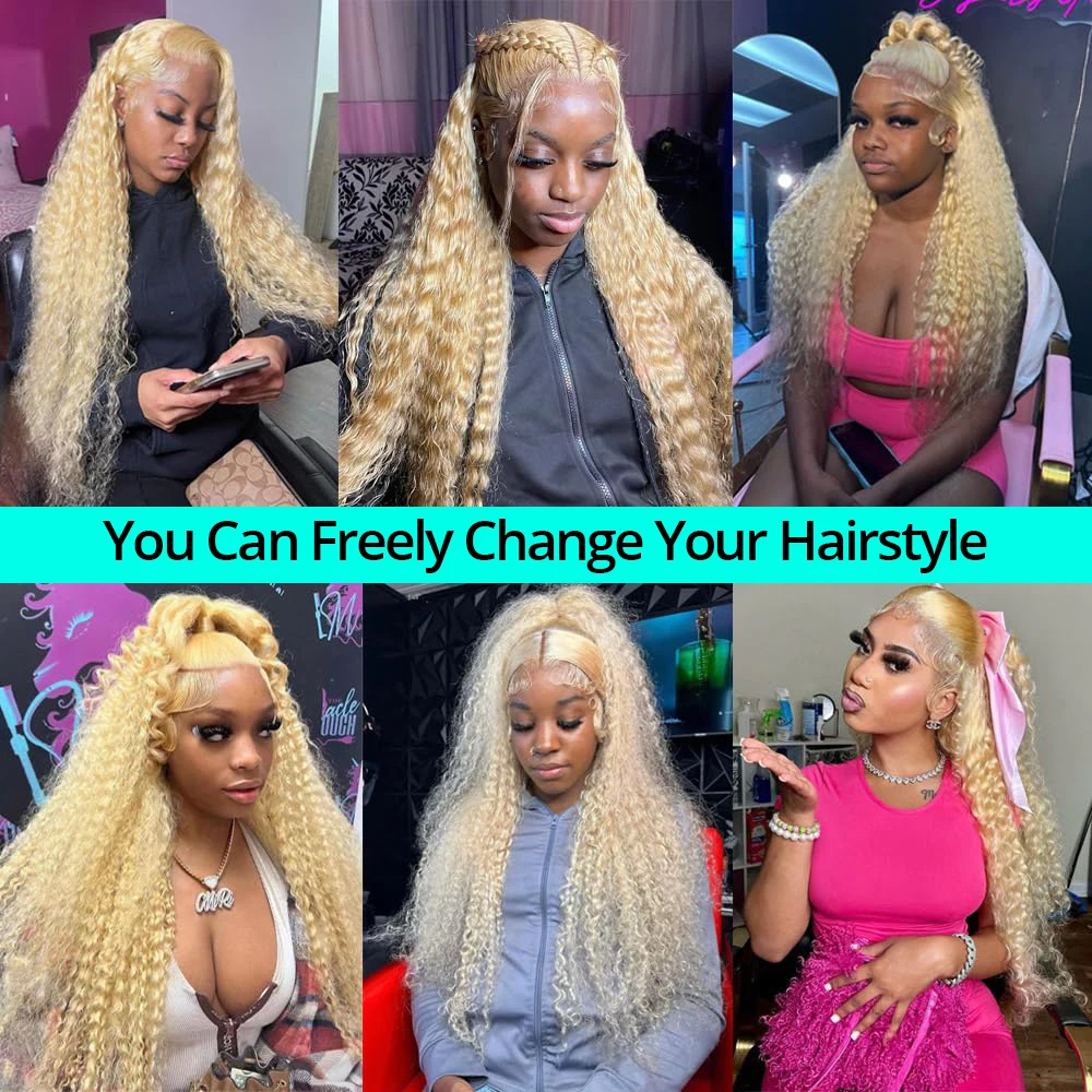 38 Inch Deep Wave 613 HD Lace Frontal Wig 13X6 Curly Wigs 613 Human Hair Wigs Blonde 13x4 Lace Front Wigs Human Hair Cosplay image 5