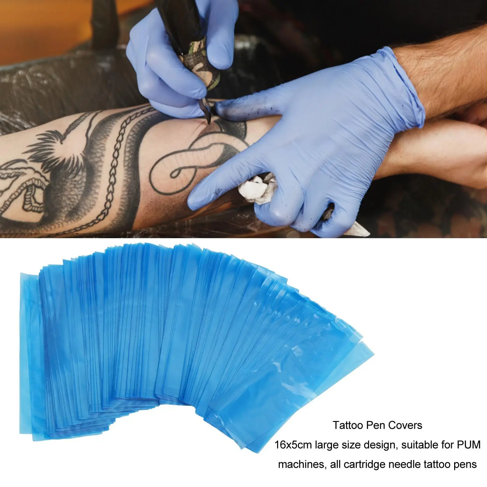 لحقيبة أقلام الوشم، أغطية واقية للاستعمال مرة واحدة، زرقاء عالية القوة لاستوديوهات الوشم والفنانين #3