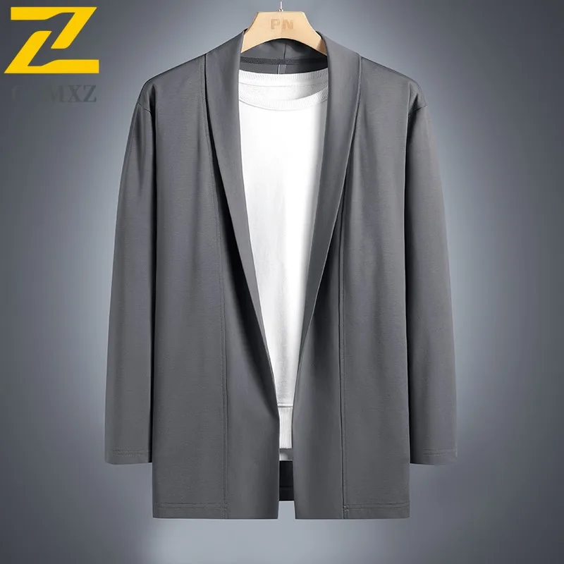 COMXZ Breathable Windbreaker Coat Top Luxury Outdoor Office Business  Anti Wrinkle Jackets Solid Color Jacket with No Hood