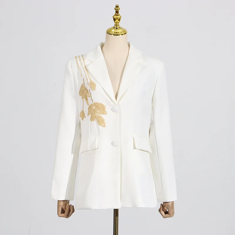 Fashionable Jacket for Women's Autumn New Style Elegant Diamond Splicing High-End Long Sleeved Suit