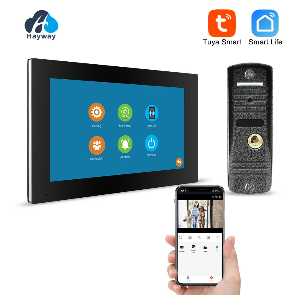 Tuya 7 Inche IPS Touch Screen Smart Home Video Intercom System WiFi Door Entry Phone Access with 1080P 110° FHD Doorbell Camera