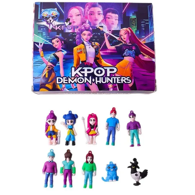 Willekeurig ​ 12 stks KPOP Demon Hunters Blind Box, Poke Poke Lucky Game voor Kinderen, PVC Anime Figuur Collectibles voor Party Geschenken ​