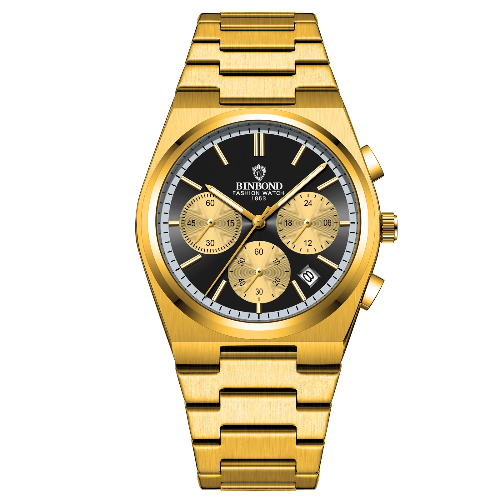 

BINBOND 203, лучшие мужские часы, водостойкий ночник, хронограф, дата, мужские часы из нержавеющей стали, кварцевые мужские часы