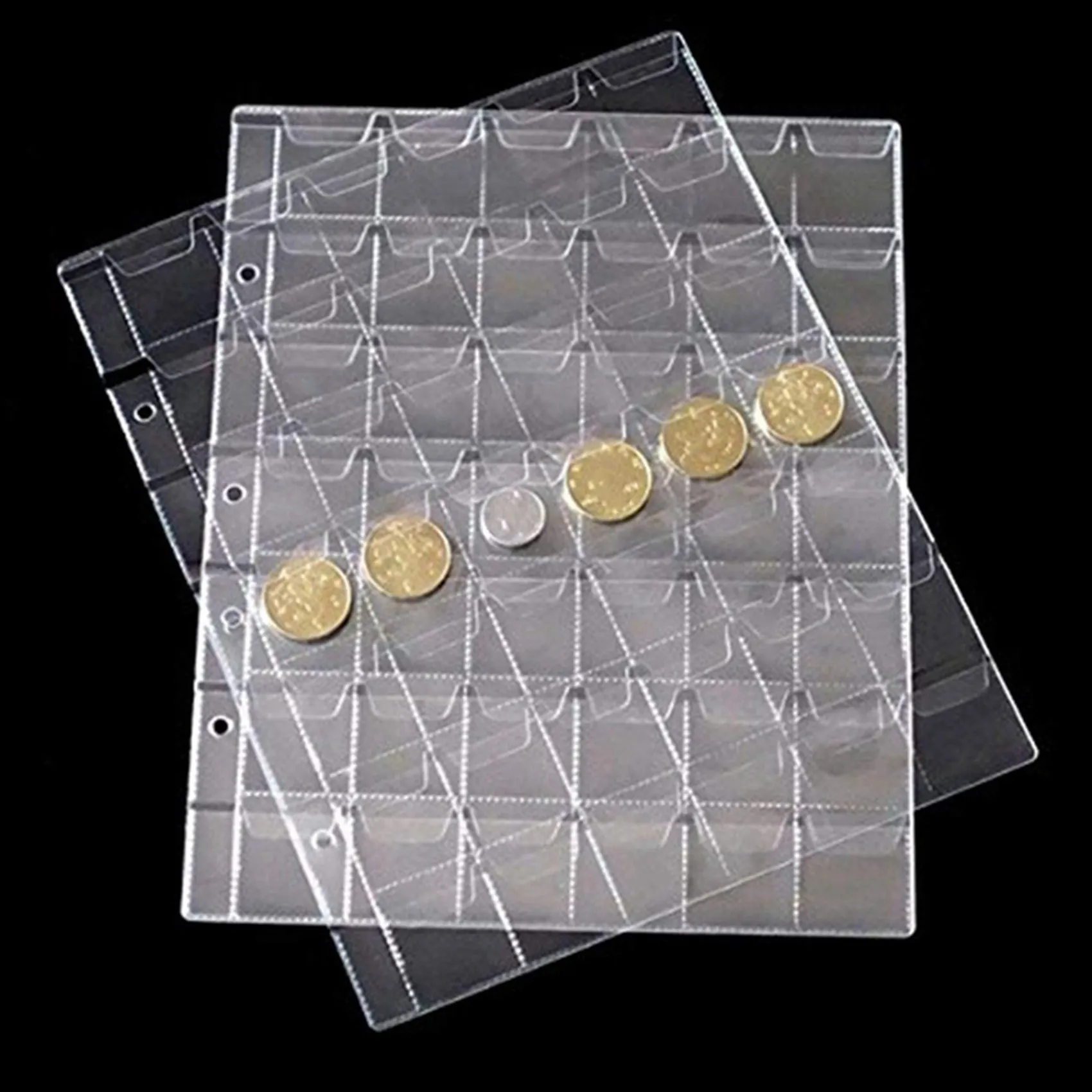 N35R-20 PCS 42 Pockets Clear Coin Holders Folder Sheets Storage Cash Money Collection Album Creative PVC Albums Collecting
