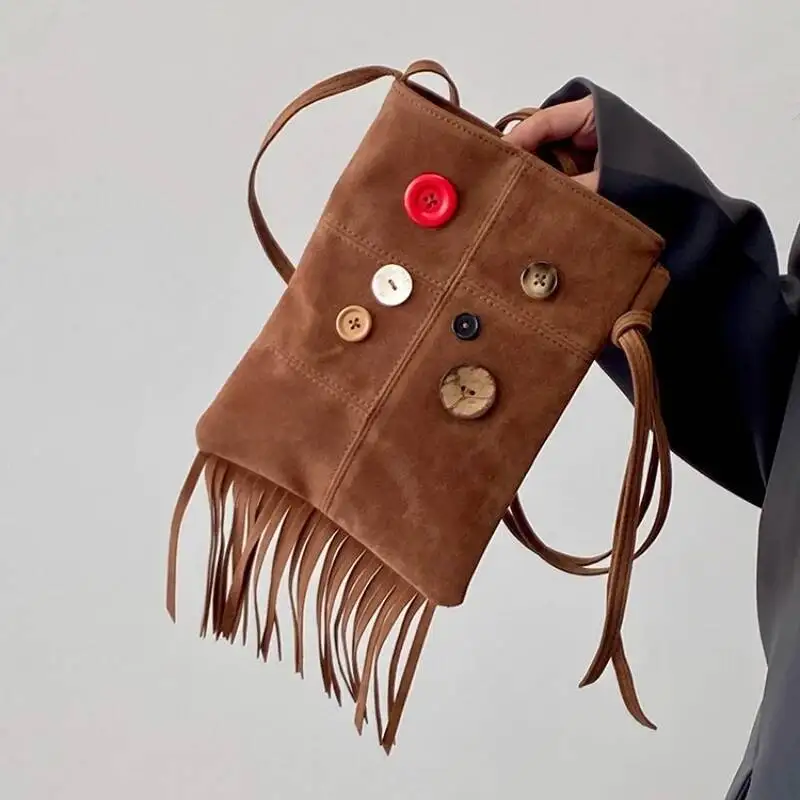 กระเป๋าสะพายไหล่สไตล์วินเทจญี่ปุ่น Y2k แฟชั่นผู้หญิง กระเป๋าใส่โทรศัพท์มือถือขนาดเล็กแบบมีกระดุม สไตล์ลำลอง น่ารัก กระเป๋าถือแบบสะพายข้าง