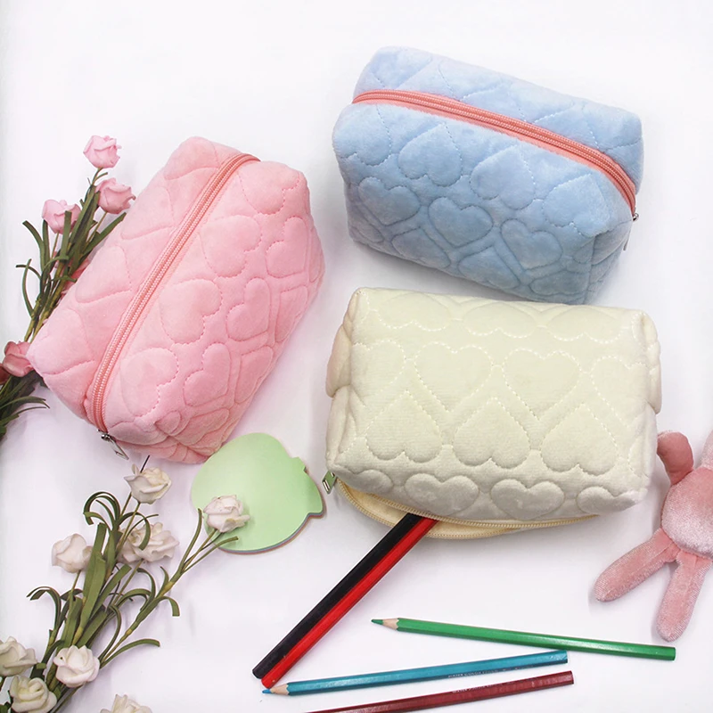 

Plush Makeup Bag For Women Zipper Large Capacity Cosmetic Bag Travel Make Up Toiletry Bag Washing Pouch Plush Pen Bag