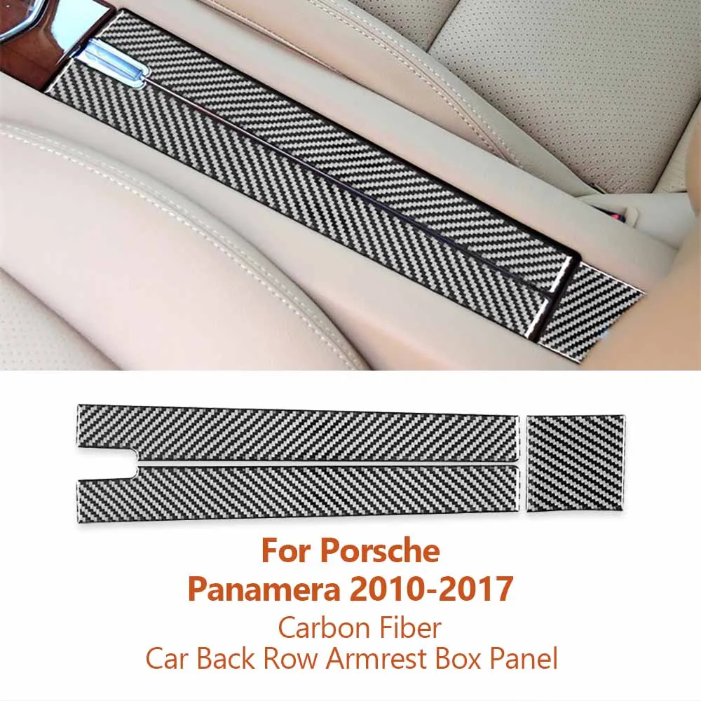 

For Porsche Panamera 2010-2017 Carbon Fiber Car Back Row Armrest Box Panel Decorative Stickers Car-Styling Auto Interior Parts