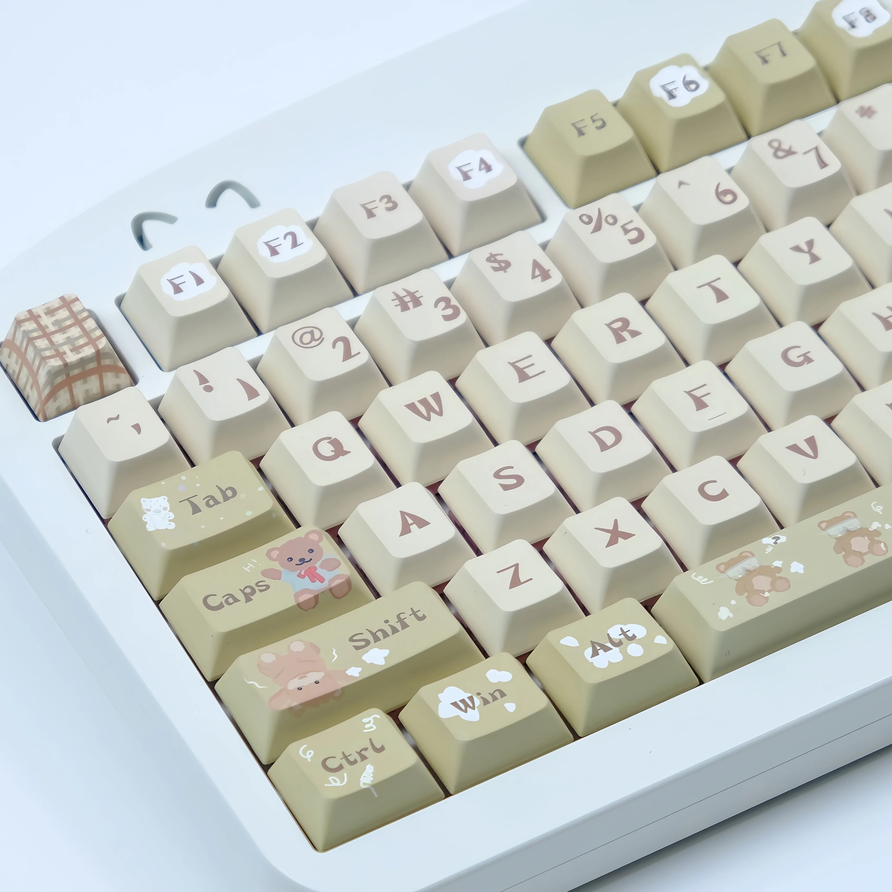 

130 клавиш, пятисторонние кейкапы с сублимационной печатью, милые медвежата, профиль Cherry, PBT кейкапы для механических игровых клавиатур с переключателями Gateron MX