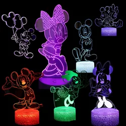 Mickey Mouse and Donald Duck Cartoon 3D Minnie Mouse Visual Night Lights LED Lamp Bedroom Anime Nightlights Color Changing Toys