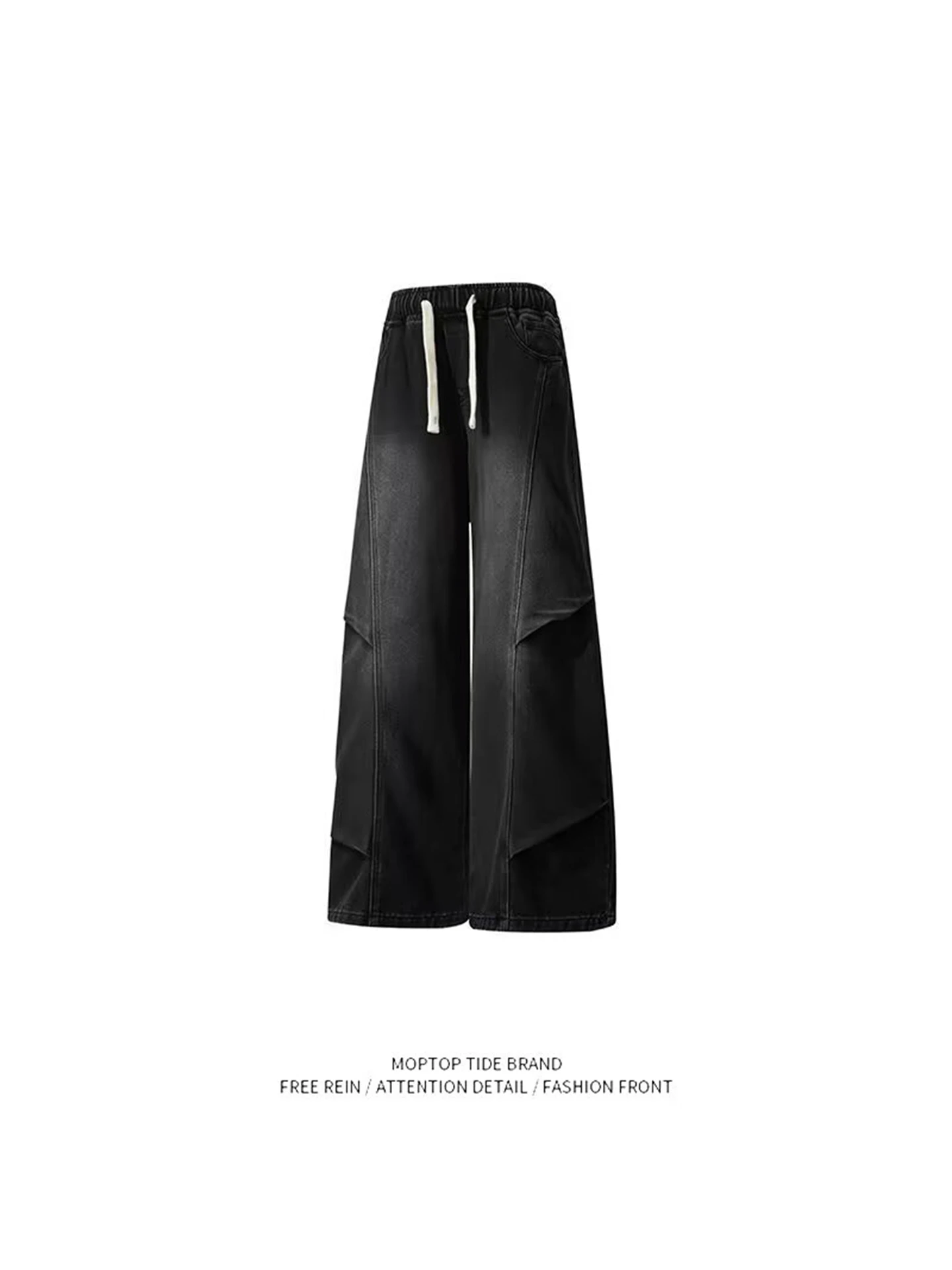 

Мужские джинсы American Sle с эластичным поясом, осенние, модные, в уличном ретро-стиле, свободные, прямые, повседневные, универсальные, из денима