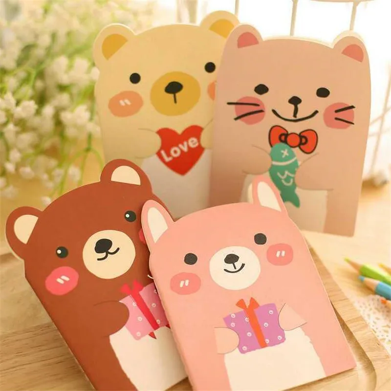 1 pz/lotto Kawaii Bear Design quaderno per piccoli animali fai da te Mini diario di viaggio forniture per uffici scolastici quaderno per schizzi