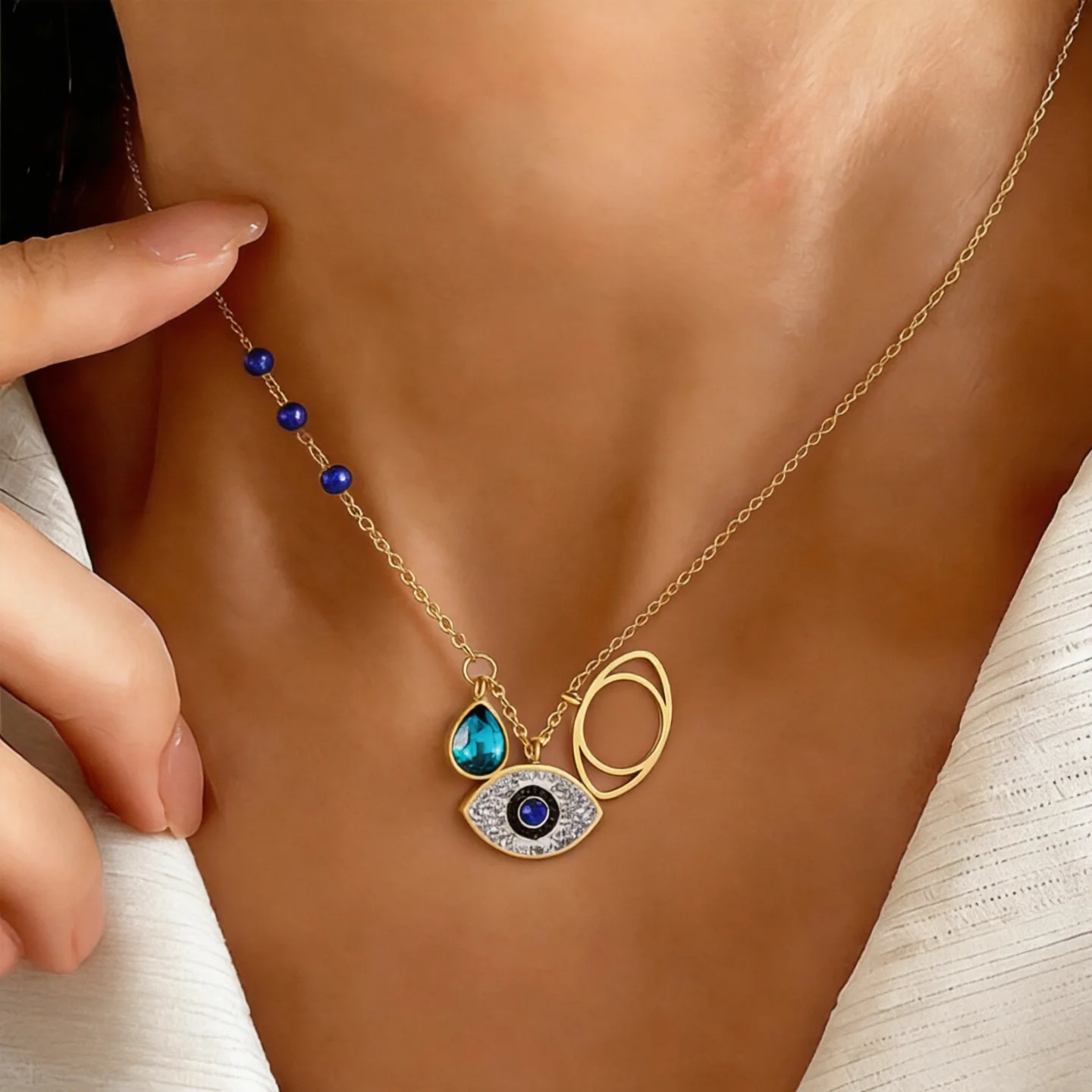 Evil Eye Pendant Necklaces For Women Girls Trending Gold Plated Layer Chain Choker Necklace Jewelry Birthday Gifts Free Shipping