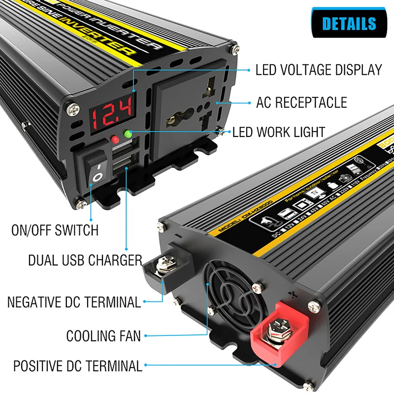 Pure Sine Wave Inverter DC 12V-AC 220V 3000W 4000W 6000W 8000W Portable Power Voltage Converter Car Home Outdoor Solar Inverter
