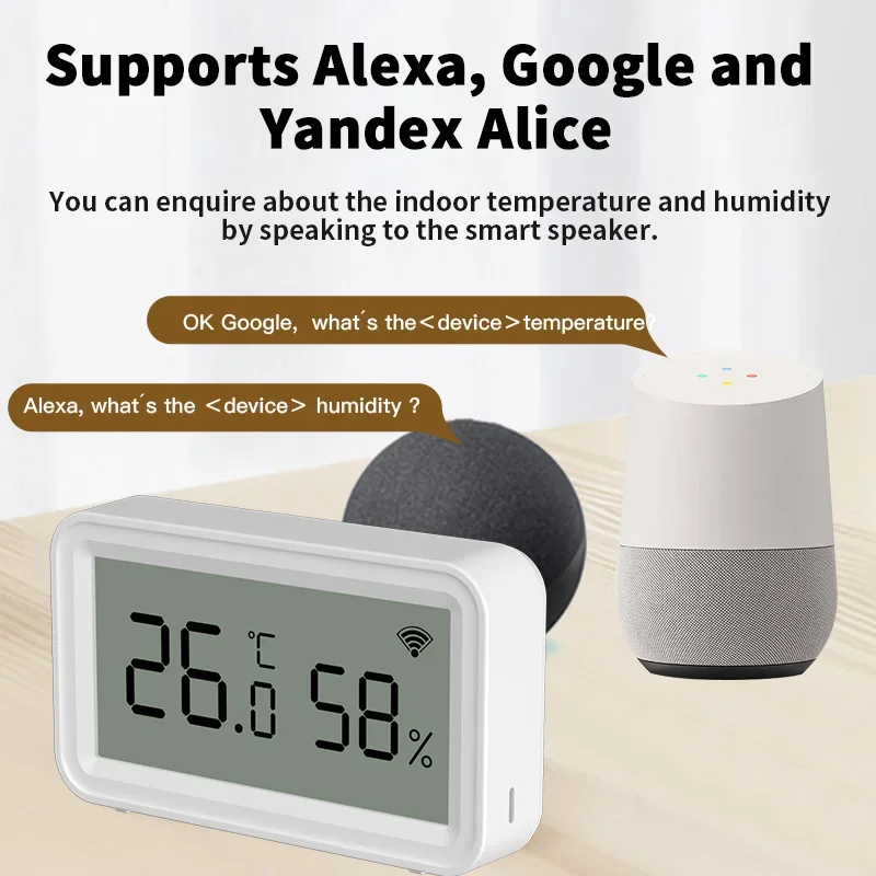جهاز مراقبة درجة الحرارة والرطوبة بمستشعر ذكي Tuya WiFi للمنزل الذكي يعمل مع Smart Life Google Assistant وAليكسا
