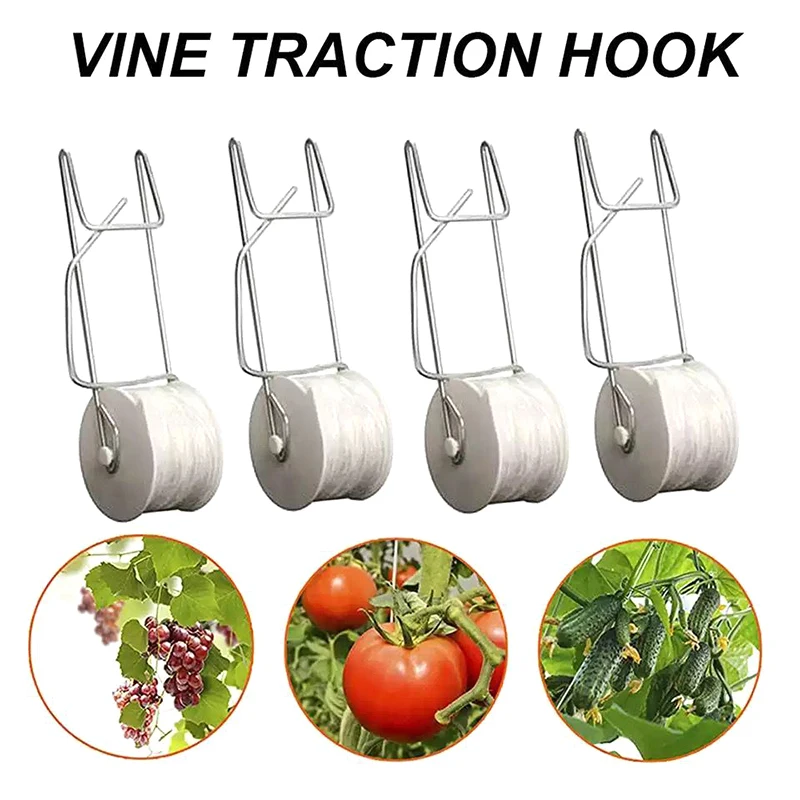 6 개/대 정원 식물 롤러 후크 토마토 지원 후크 키트 토마토 용 지원 문자열 로프 가지 수박 고추