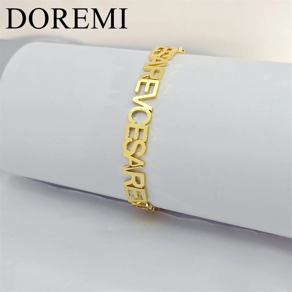 Lateefah Stainless Steel Custom Name Bangle Men Fashion Customized Name Bracelets Letter Personalized Bangles