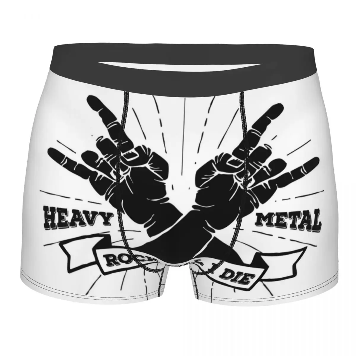 Men's Heavy Metal Underwear Rock Roll Music Novelty Boxer Briefs Shorts Panties Male Soft Underpants Plus Size