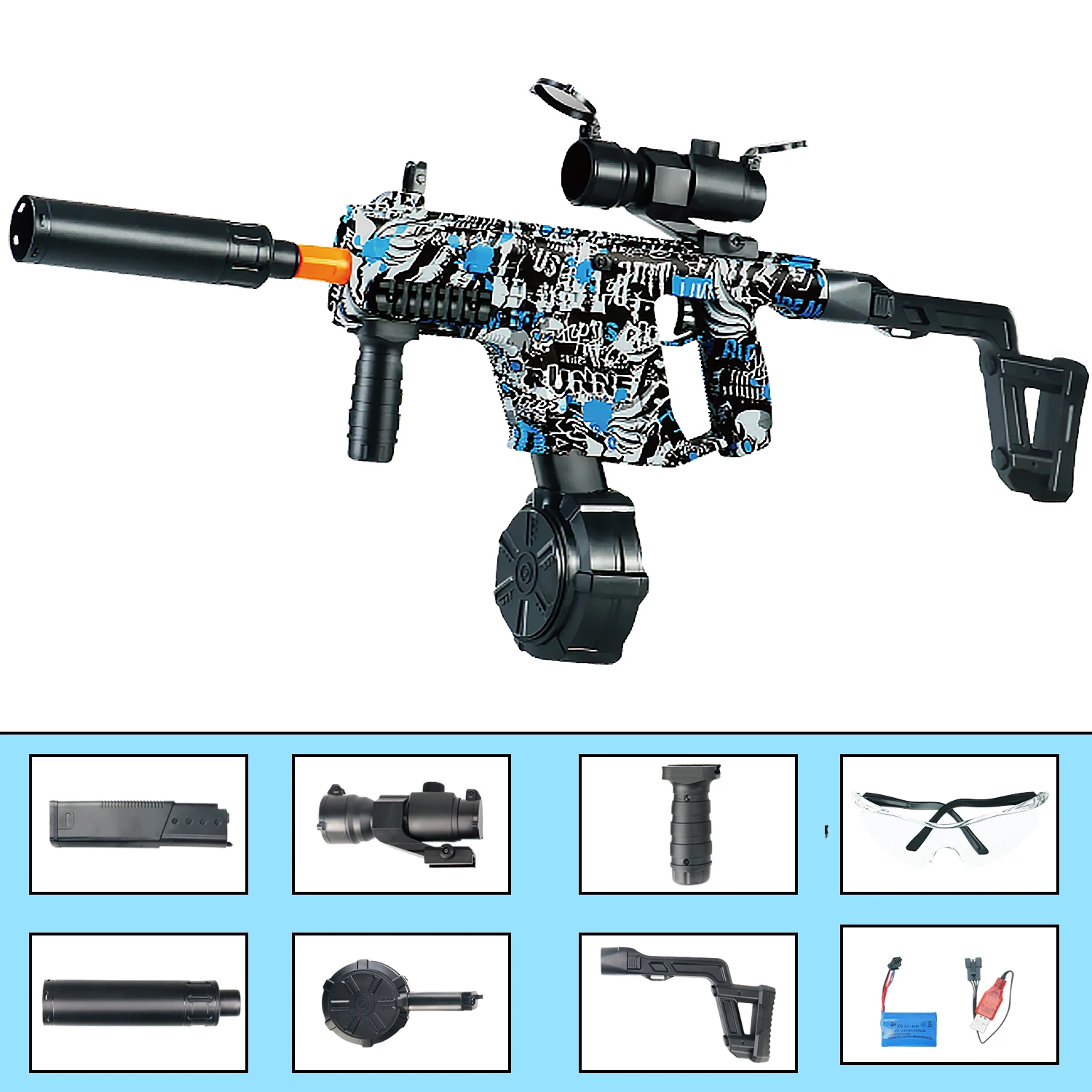 드럼 자동 듀얼 모드 장난감 총, 야외 활동 및 팀 게임, 휴일 선물에 적합 (총알 없음)