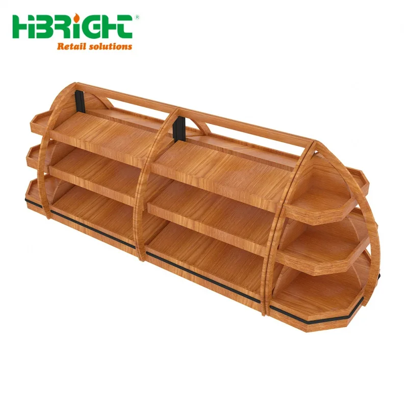 custom.Highbright Hot Selling Wood Customized Supermarket Wheel Vegetable Display Stand Rack