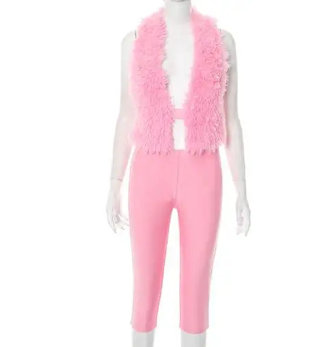 Conjunto de color sólido para mujer, nuevo estilo, cuello colgante, espalda descubierta, correa para el hombro, piel sintética, nalgas envueltas, otoño 2025