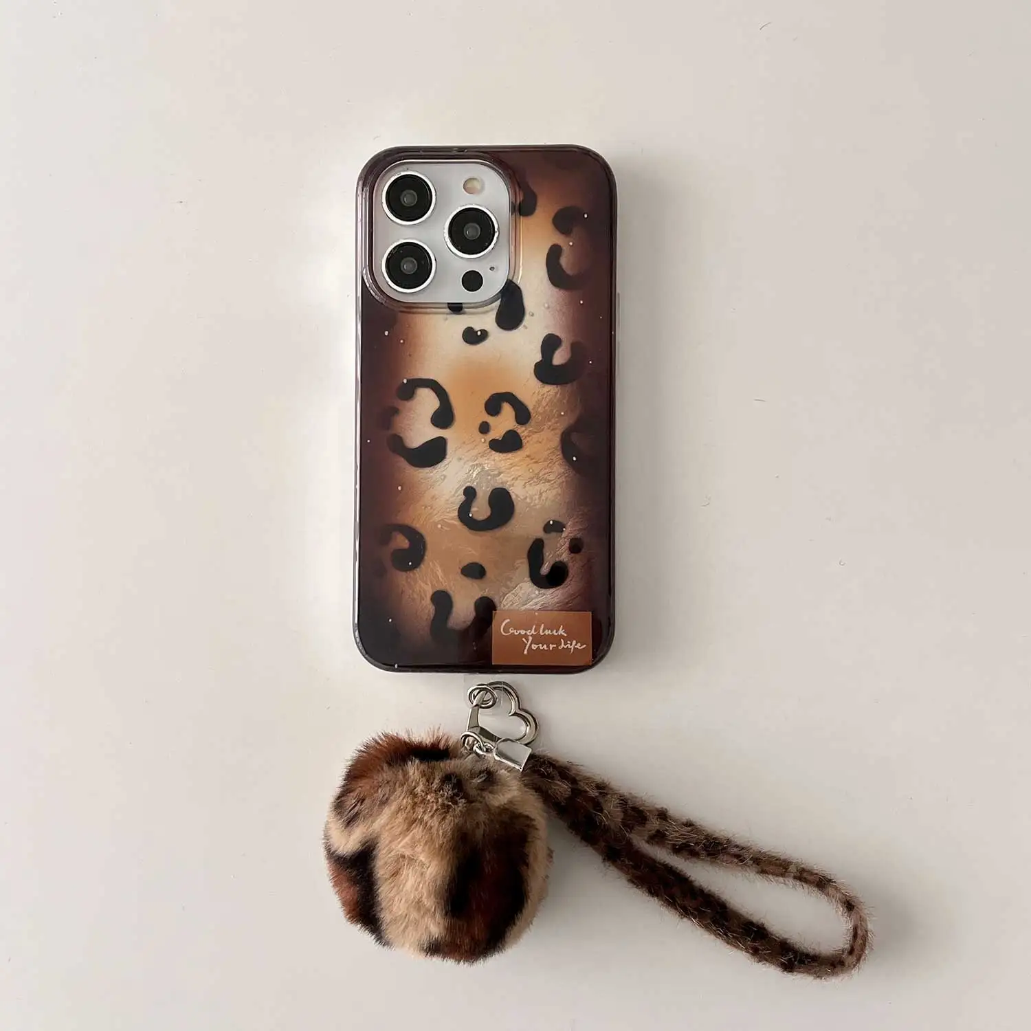 

Vintage Good Luck Your Life Leopard Print TPU Case Cover for iPhone 12 13 14 15 Pro Max