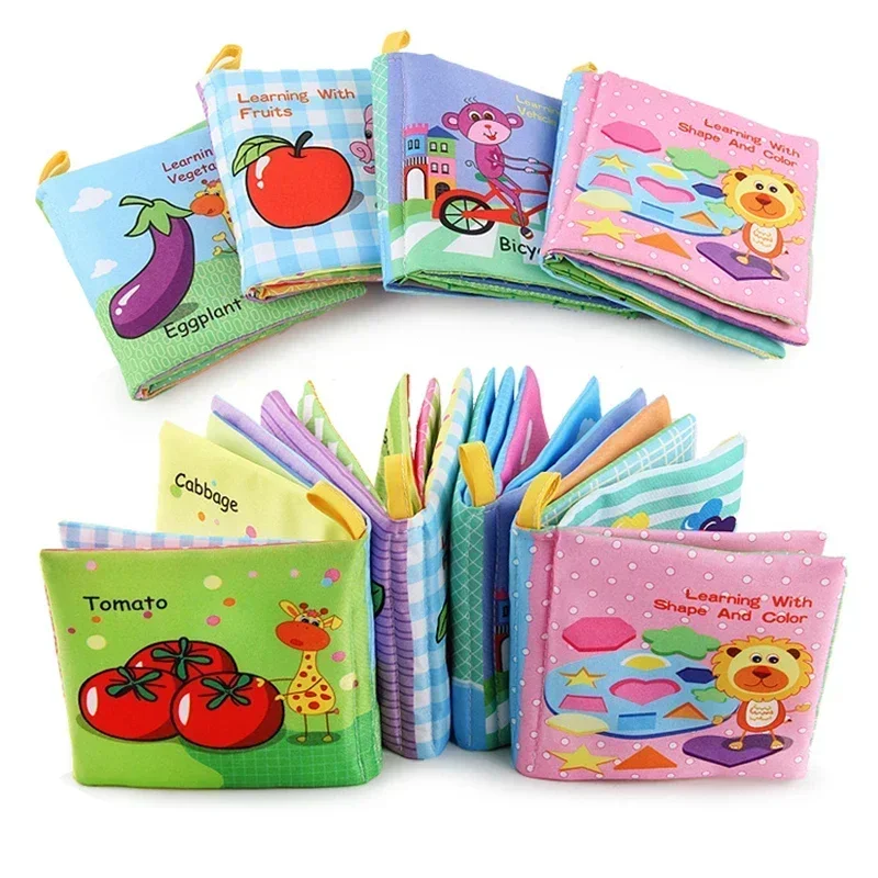 

0-12Monthes Baby Cloth Book Fruits Animals Cognize Puzzle Book Infant Kids Early Learning Educational Fabric Books Toys Игрушк