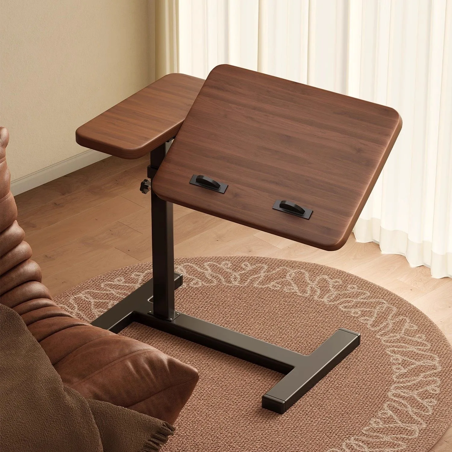 Rotatable Lifting Desk Foldable Coffee Tea Tables Movable Laptop Computer Desk Bed Sofa Side Table with Hidden Wheels