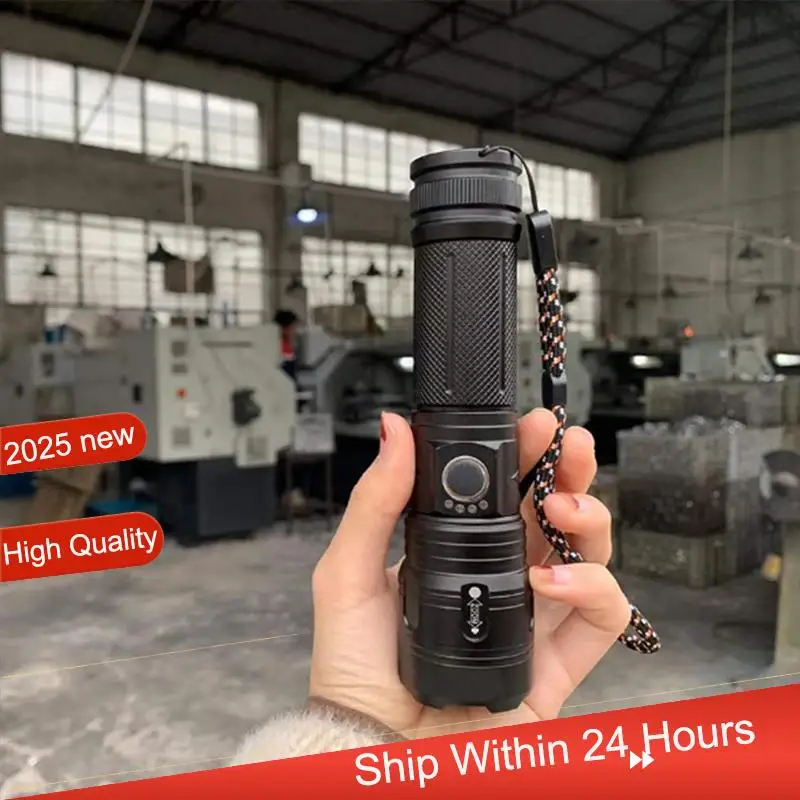 ABJX New Retractable Flashlight Power Bank USB-C Rechargeable LED Strong Light Multitool Tacical Torch