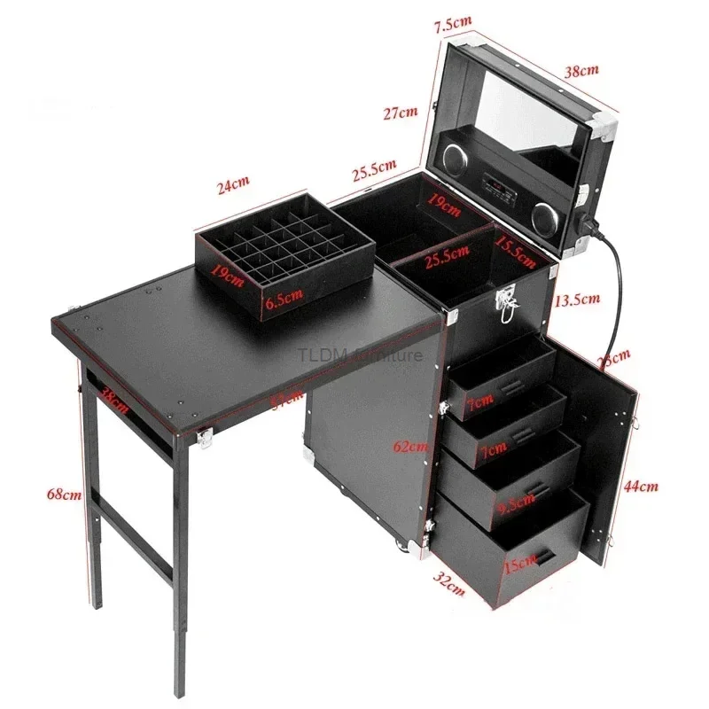 Mesas de maquillaje portátiles para manicura de uñas, mesa plegable para manicura de uñas, muebles de salón, barra de tracción creativa