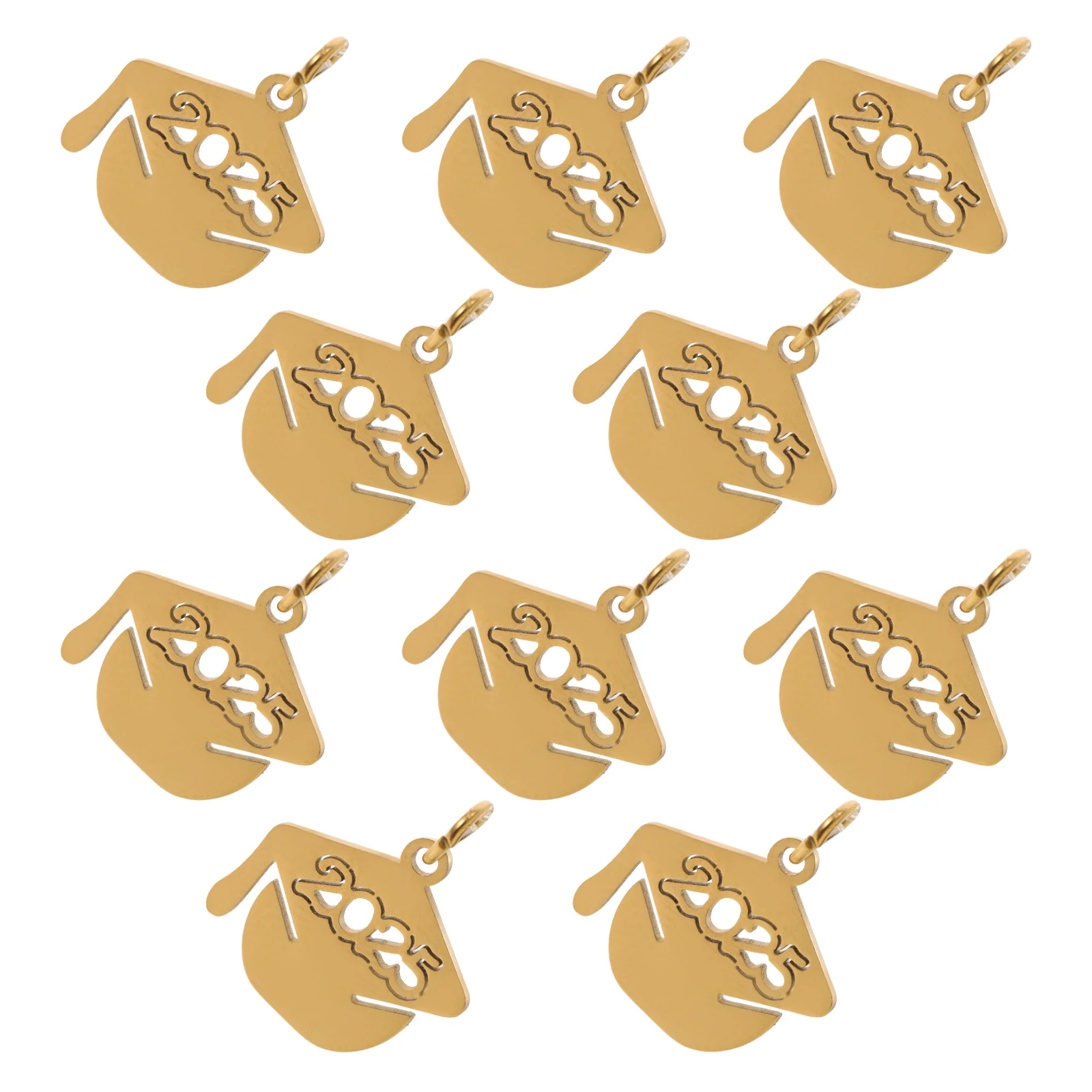 

10pcs 2025 Grad Cap Cap Pendants Cute Diy Crafting For Jewelry Making Golden Charm Graduation Craft Supplies Graduation 2025