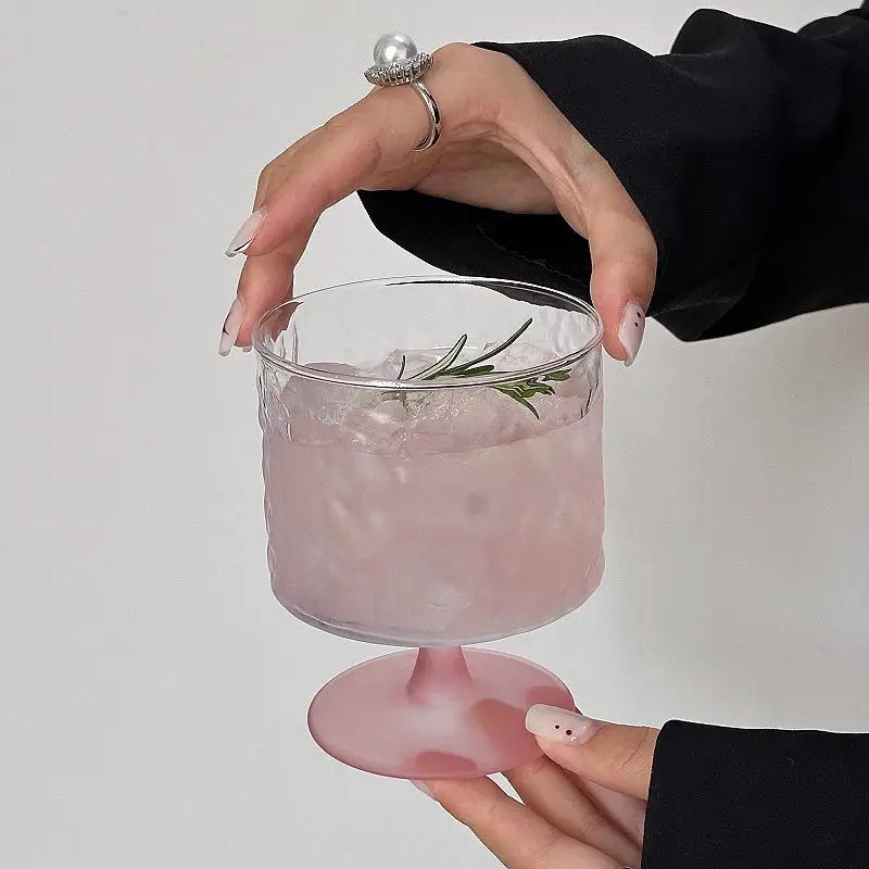 Creative Glass Drinkware Water Cup Latte Coffee Glass Cold Cups Cocktail Drinkware Juice Water Glass Ins Office Water Cups