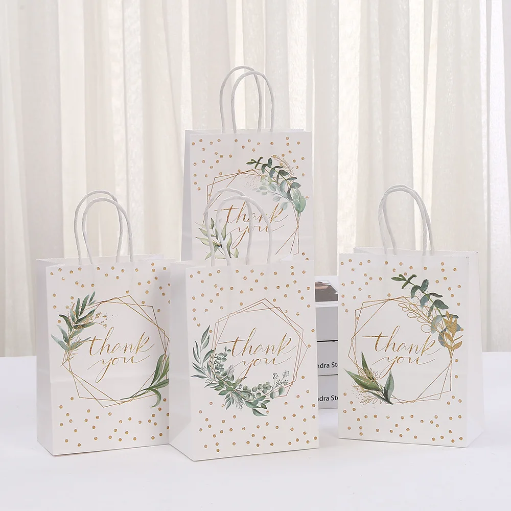 

Thank you Gift Bags, Wedding Favors, Bridal Shower Party Supplies, Birthday Present Bags, Kraft Paper Goodie Bags for Guests