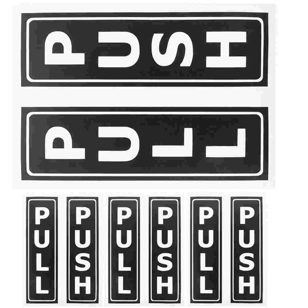 8 Pcs Sliding Door Logo Sticker Pull Push Decal Neon Light Sign Sticky Stickers for Adhesive Black Hooks House Number