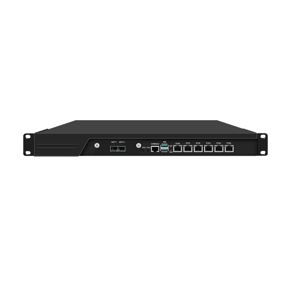 HUNSN 1U Firewall Appliance 10GbE with Redundancy Power Supply,PFSense,I3/I5/I7,RJ16,Mikrotik,OPNsense,VPN,6x2.5GbE LAN,2xSFP+