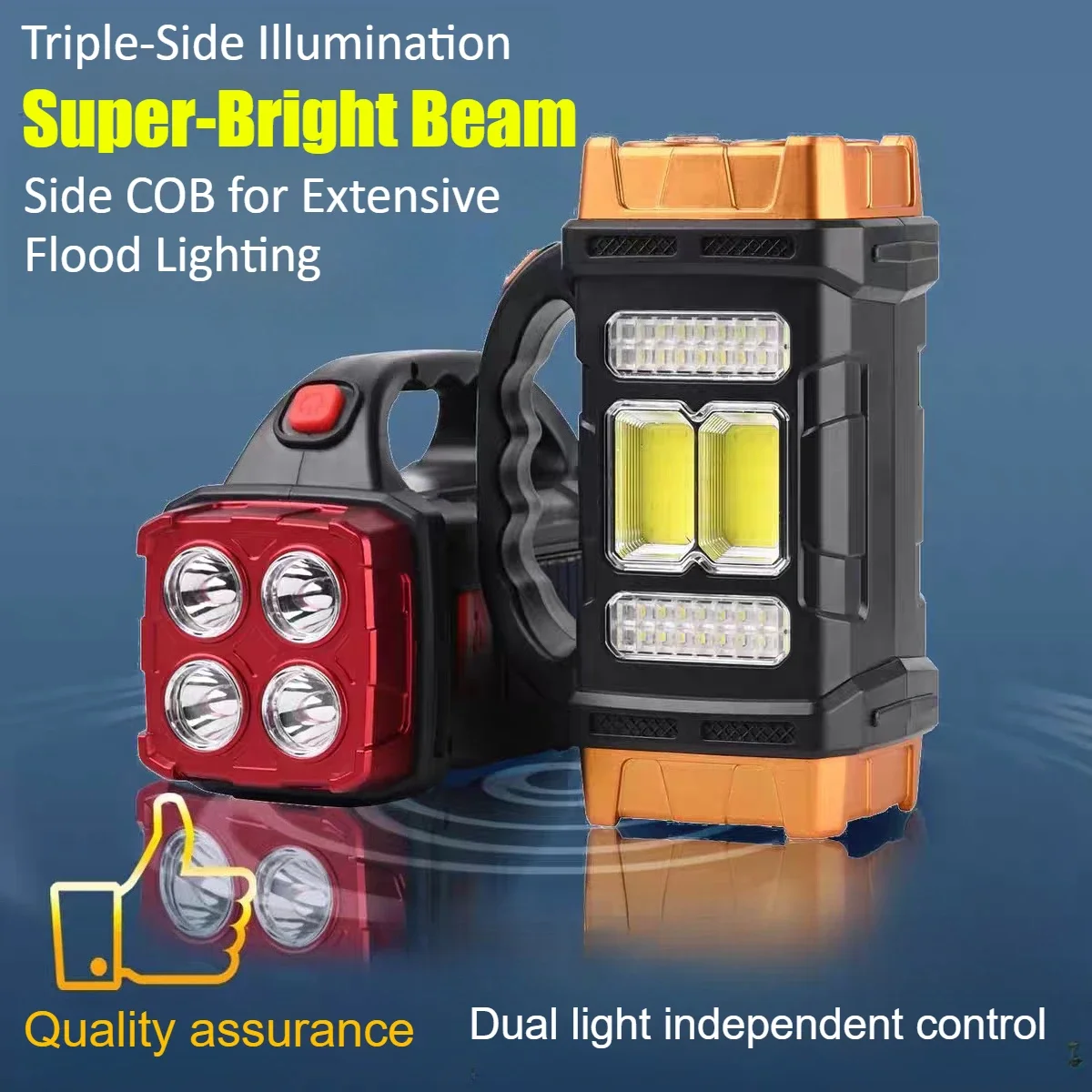 مصباح يدوي متعدد الطاقة LED COB نظام مزدوج للطاقة الشمسية USB شحن مصباح إنقاذ للبحث بإخراج فائق السطوع للأنشطة الخارجية