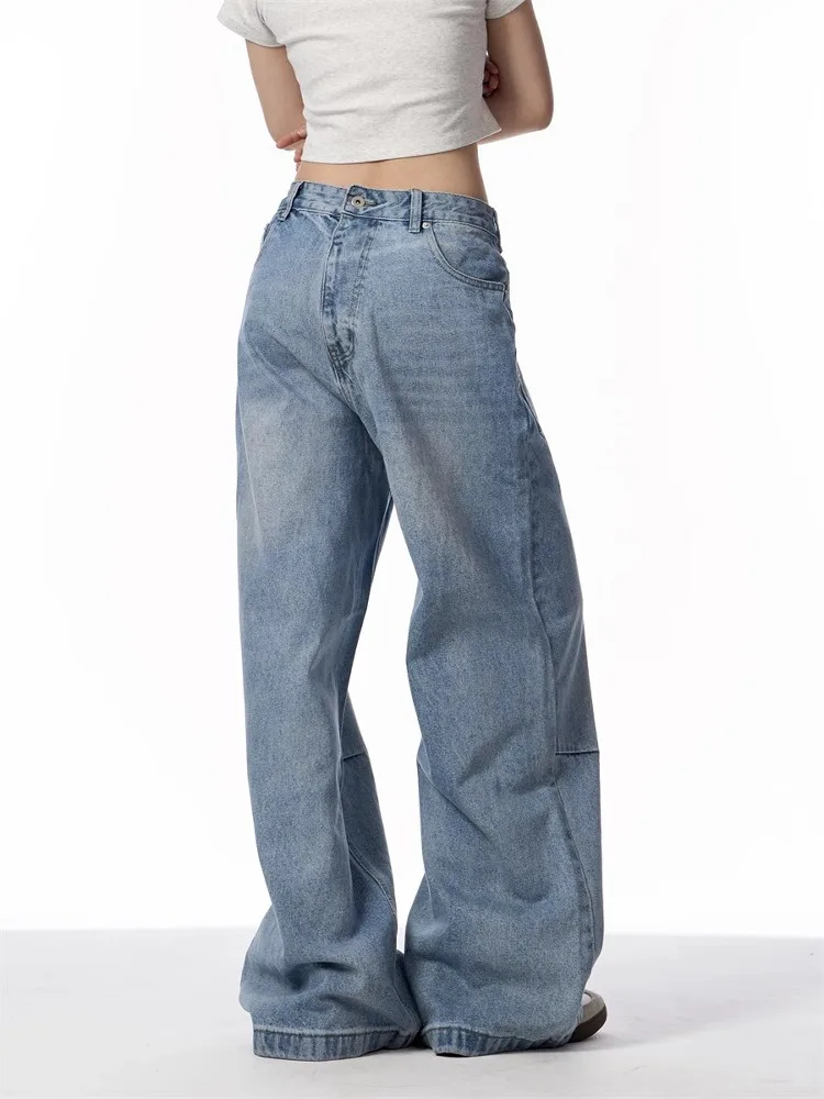 الرجعية الأمريكية Waed الدينيم الجينز الرجال النساء Cleanfit عادية فضفاض مستقيم سكين السراويل منتصف الخصر سستة يطير الصيف الجينز