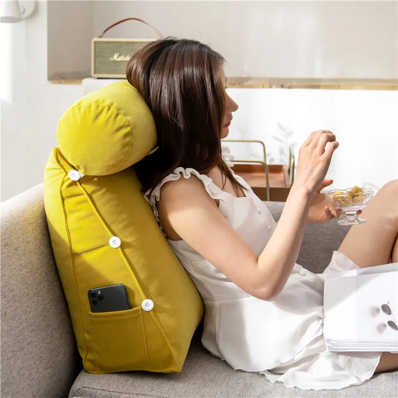 

Simple adjustable pillow with headrest Small backrest sofa Bedroom bedside adjustable cushion Removable and washable