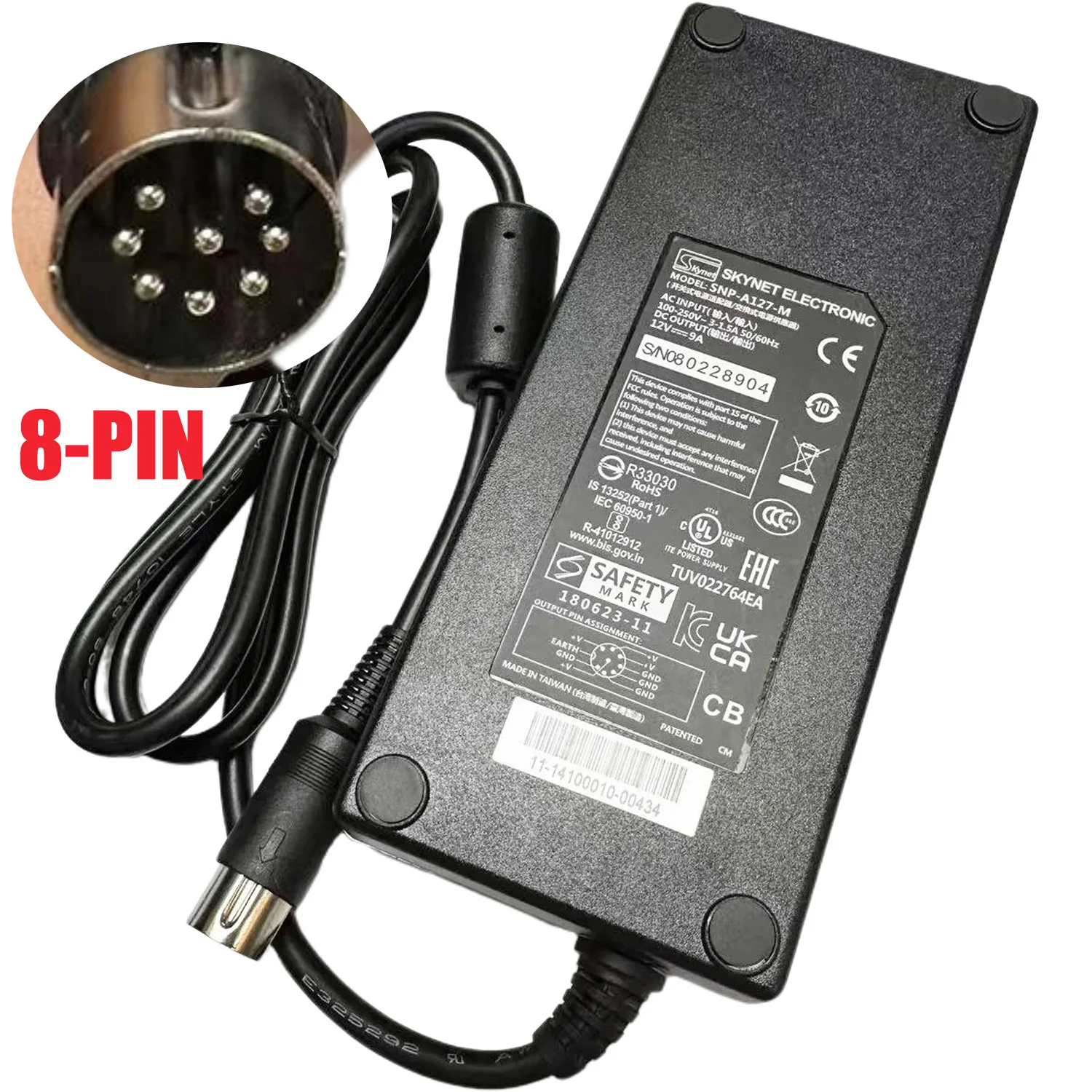 

Genuine for BARCO SKynet SNP-A127-M Monitor Power Supply AC Adapter 12V 9A 8pin Plug Charger