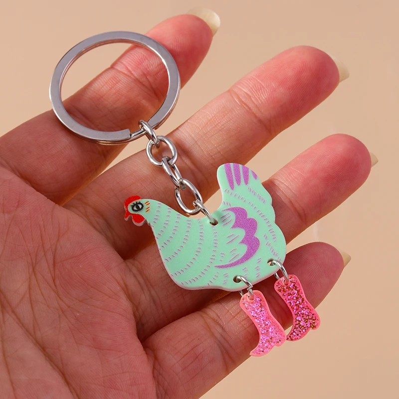 Cute Funny Easter Chicken Hen Keychain Animal Keyring Pendants for Women Girls Handbag Accessories DIY Jewelry Gifts