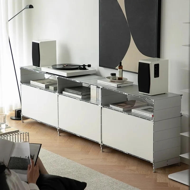 Aluminum metal cabinet Module combination Small cloth storage Side TV Display Bookcase