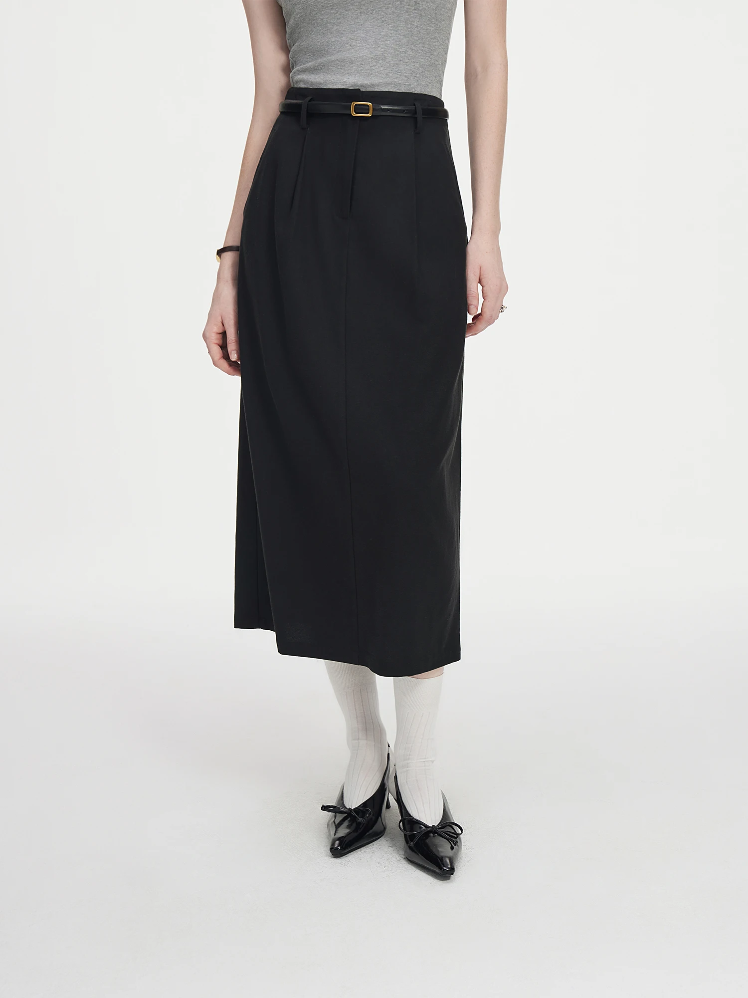 FSLE Office Lady Simple Commuting Straight Leg Skirt for Women, Autumn 2024 New Style High Waist Long Women Skirt 24FS13213