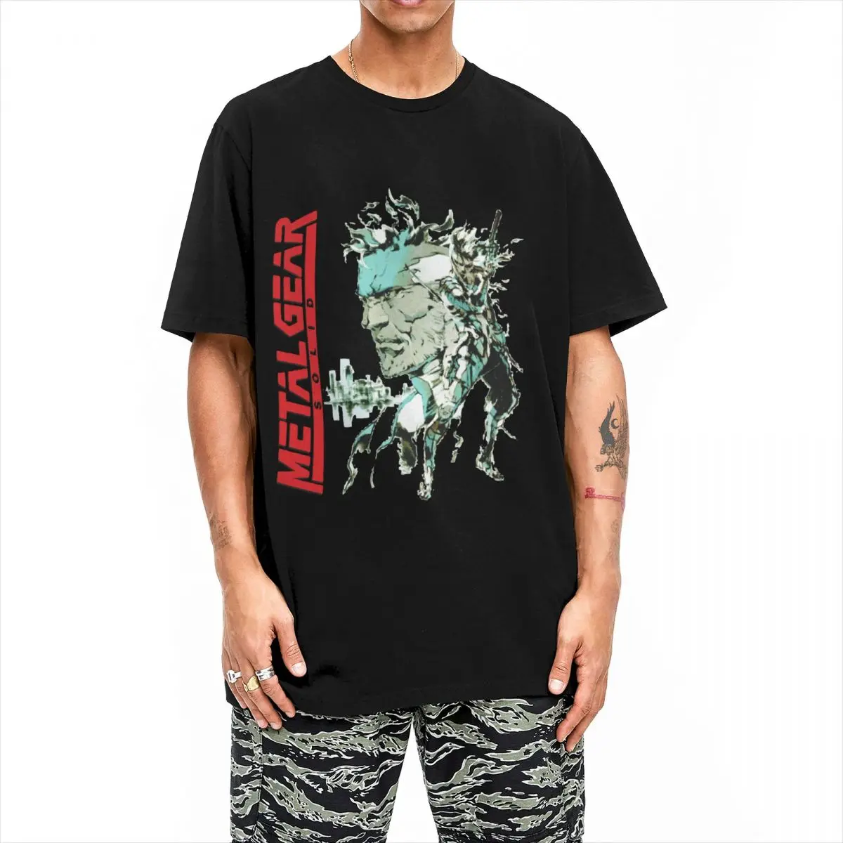 Novelty Metal Gear Solid 3 T-Shirt For Men Women Round Neck Short Sleeve Tops Cotton Summer Tops