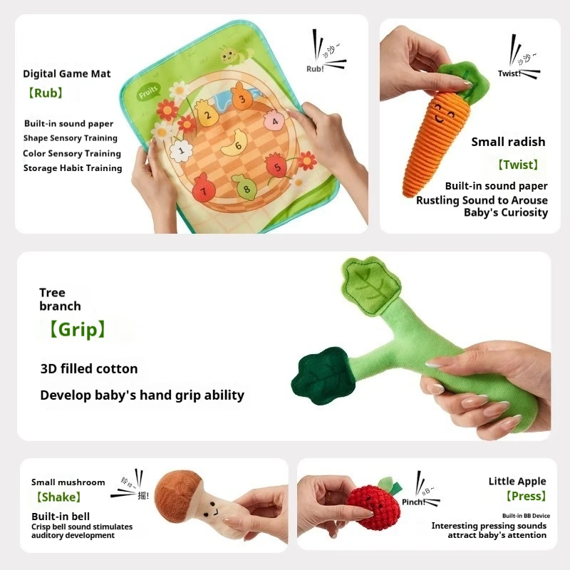 

Early Education Pulling Carrot Plush Toy Chewing Fruit Vegetable Child Intelligent Toys Children's Gift Soft Stuffed Plant