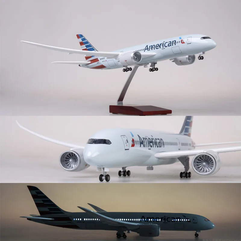 

47cm 1/130 Scale American Airlines Airplane Boeing B787 Dreamliner Aircraft Airplane Model Light Wheel Diecast Resin Plane