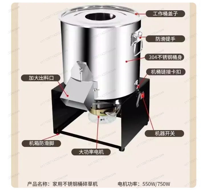 Stainless Steel High-Power Food Grinder – Vegetable & Agricultural Feed Mill for Home & Farm Use