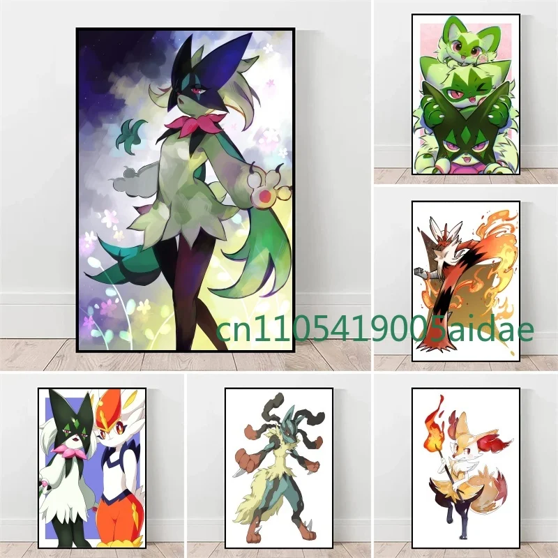

Anime Pokemon Canvas Painting Gardevoir Lucario Gallade Blaziken Poster Print Watercolor Wall Art Picture Home Decor Kids Gifts