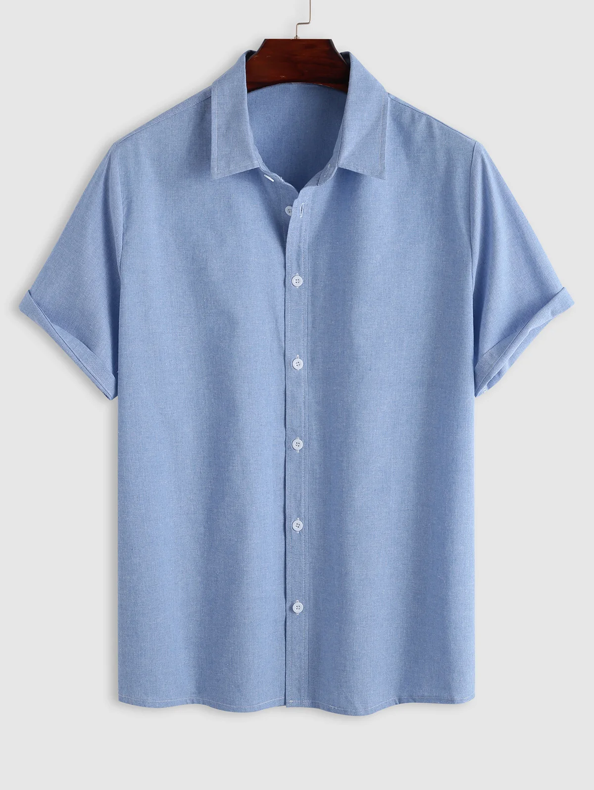 ZAFUL Solid Color Short Sleeves Work Office Shirt