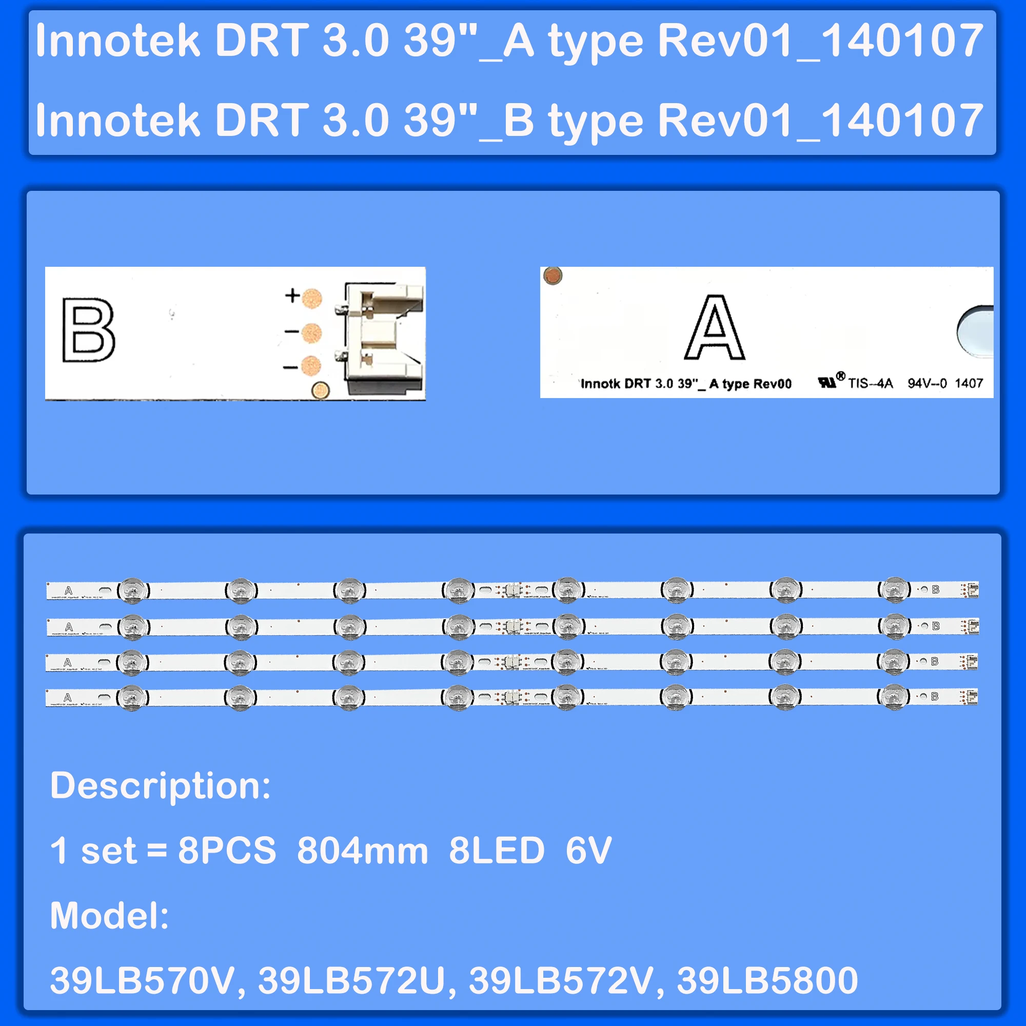 LED Backlight strip For 39LB5500 39LB550B 39LB552V 39LB5610 39LB561B 39LB561F 39LY541H 39LY560H 39LY750H 39LB585V, 39LB629V