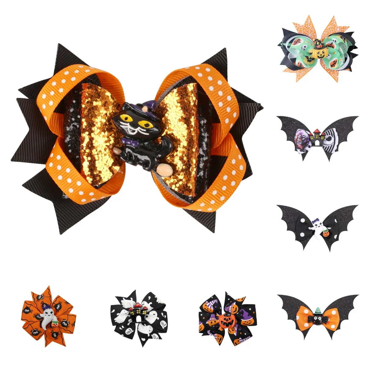 1 Stück Mädchen Halloween Haarspange, Totenkopf Kürbis Schwarze Katze Geistermuster Halloween Haarnadeln Kinder Haarschmuck Kopfbedeckung